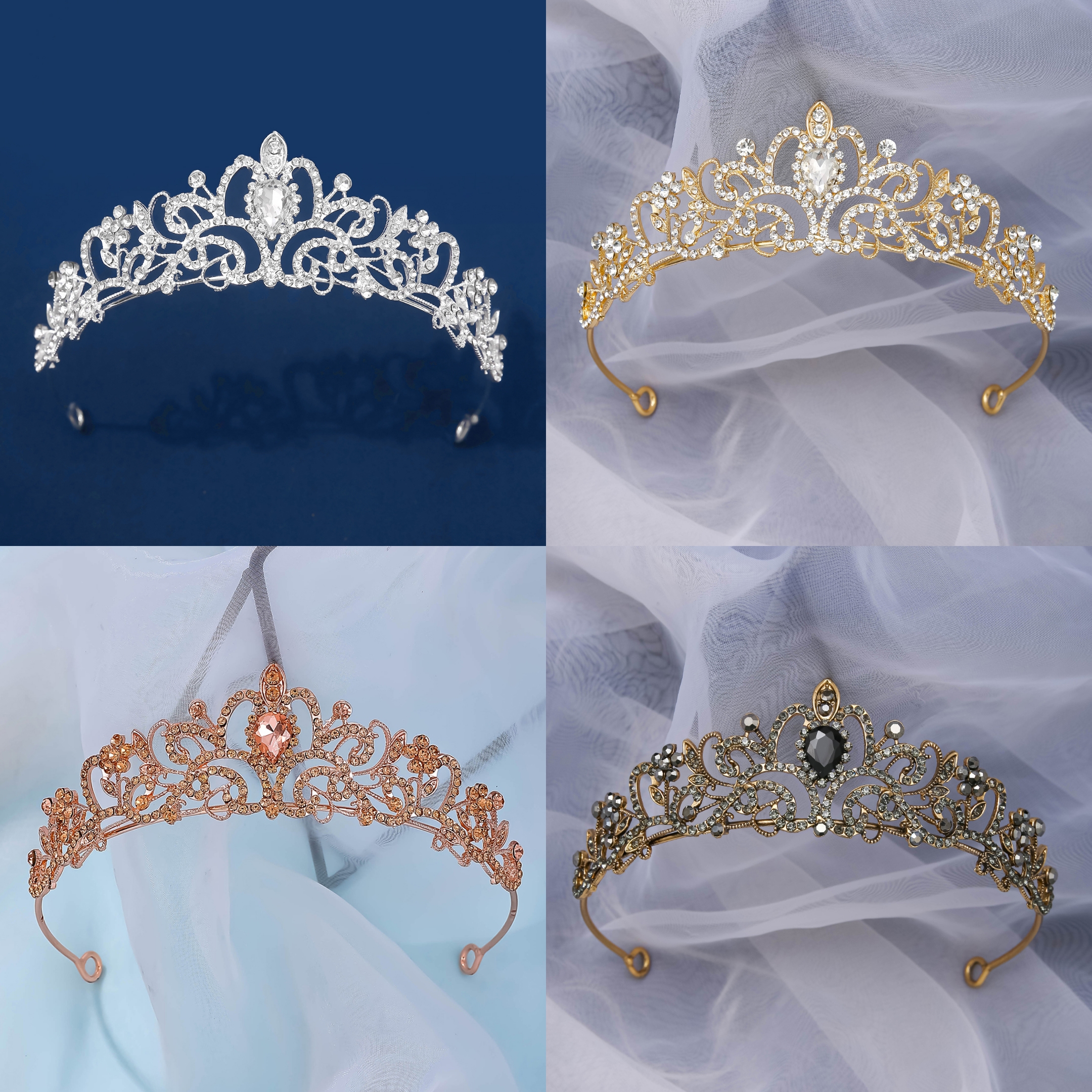 A dazzling silver alloy birthday crown, inlaid with crystal-clear diamonds, is elegant and magnificent, fully demonstrating a noble demeanor. Birthday water diamond, crown, headband, princess headdress, bride's wedding crown, eighteen-year-old coming-of-age ceremony Specification image