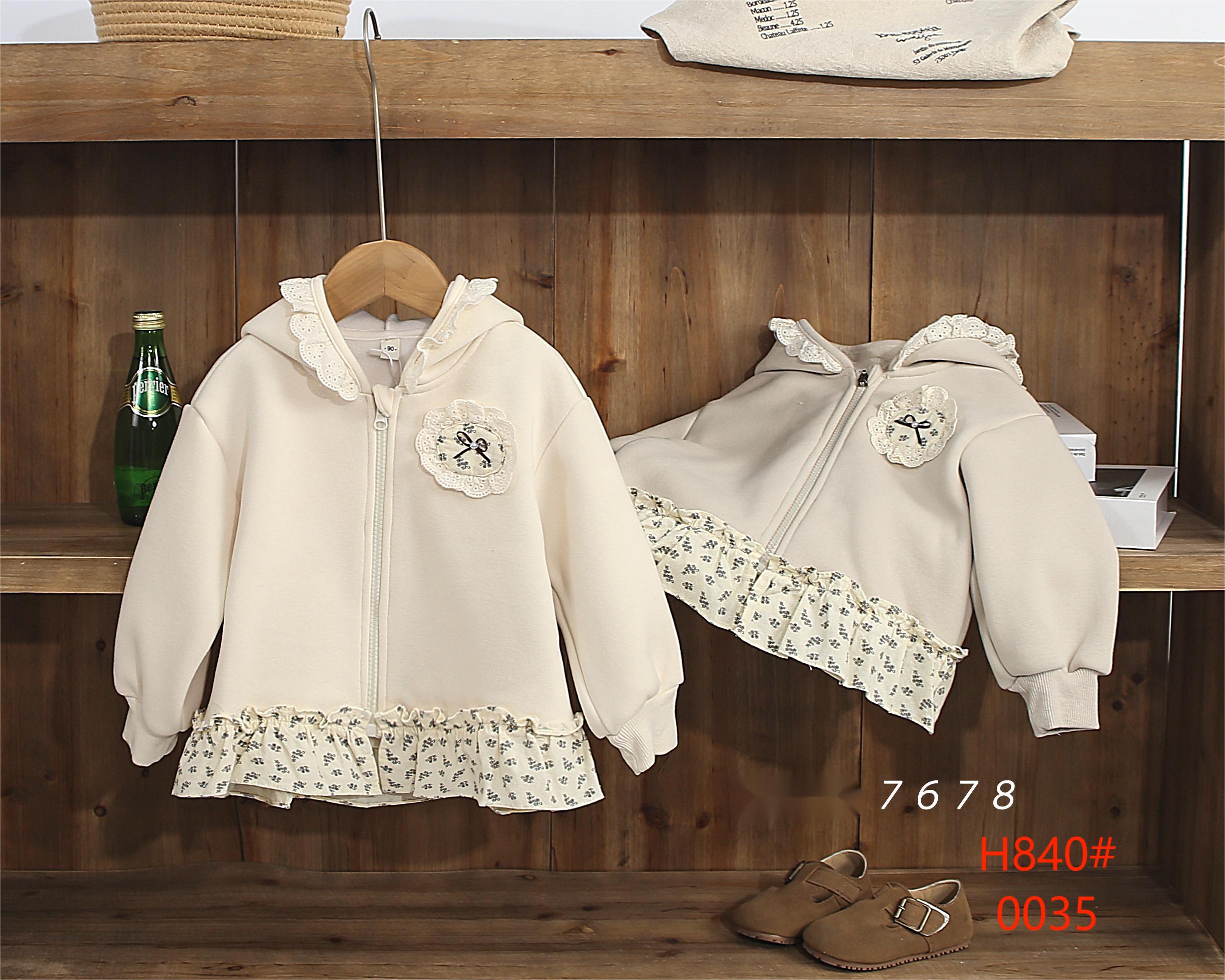 Korean Girls' Coat 2025 New Style Children's spring and Autumn Pastoral cute and versatile hoodie 0 details Picture
