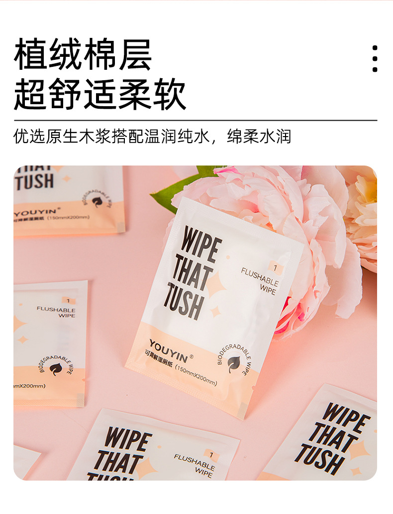 独立包装可降解湿厕纸男女性洁清洁护理擦屁股抑菌洁厕湿巾详情12