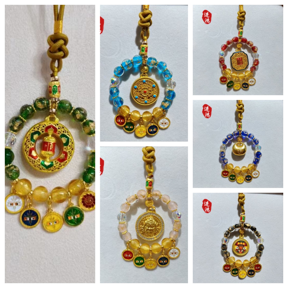 车挂金箔款，款式多样，产品种类繁多色彩斑斓，寓意吉祥，尽显东方韵味。