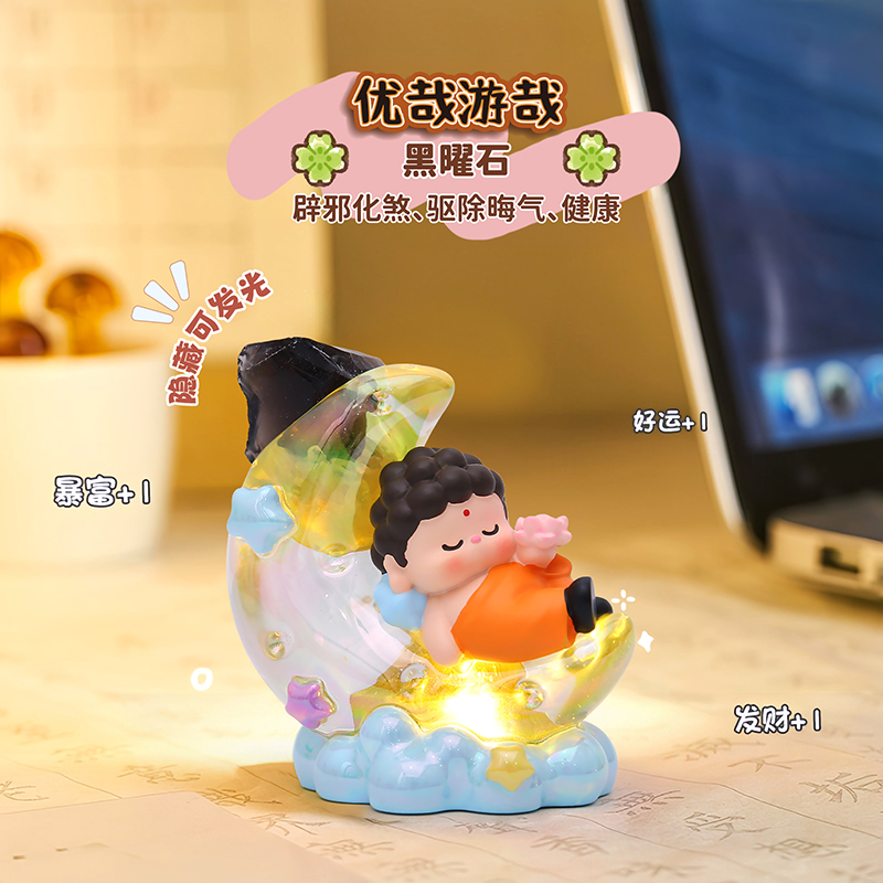 创意潮玩树脂工艺品桌面摆件如意佛小豆丁水晶石系列盲盒好寓意前台收银摆件装饰品送朋友礼物详情9