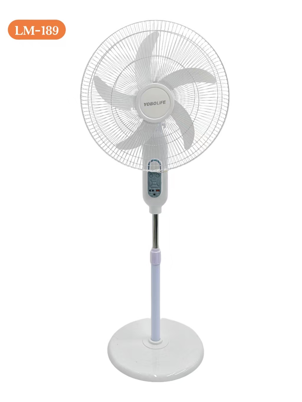 热销18英寸太阳能充电风扇，3档风-定时器-遥控器，可外接灯泡，4-10小时使用时长白底实物图