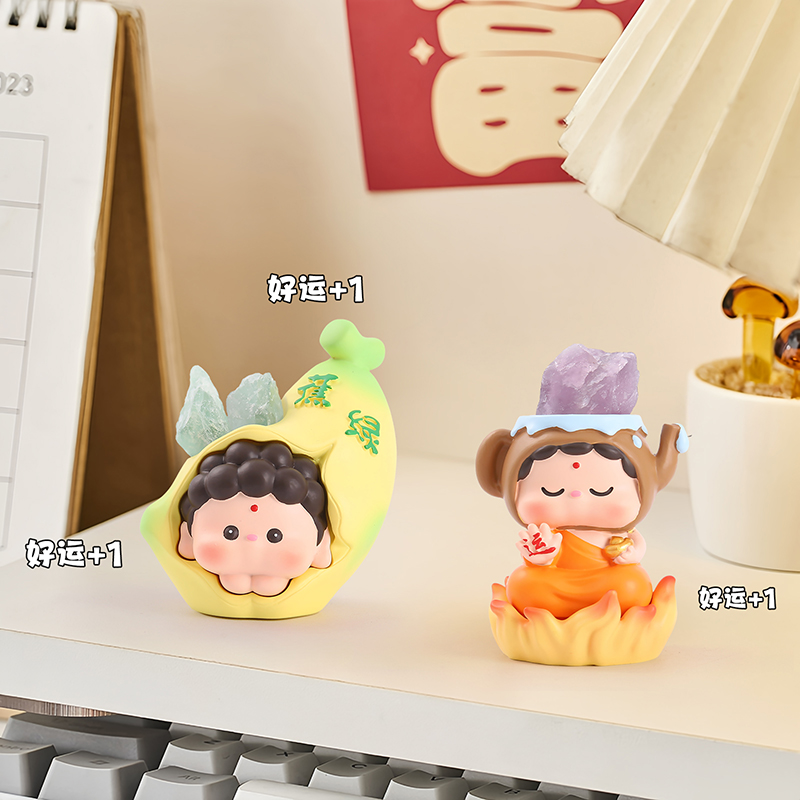 创意潮玩树脂工艺品桌面摆件如意佛小豆丁水晶石系列盲盒好寓意前台收银摆件装饰品送朋友礼物详情7