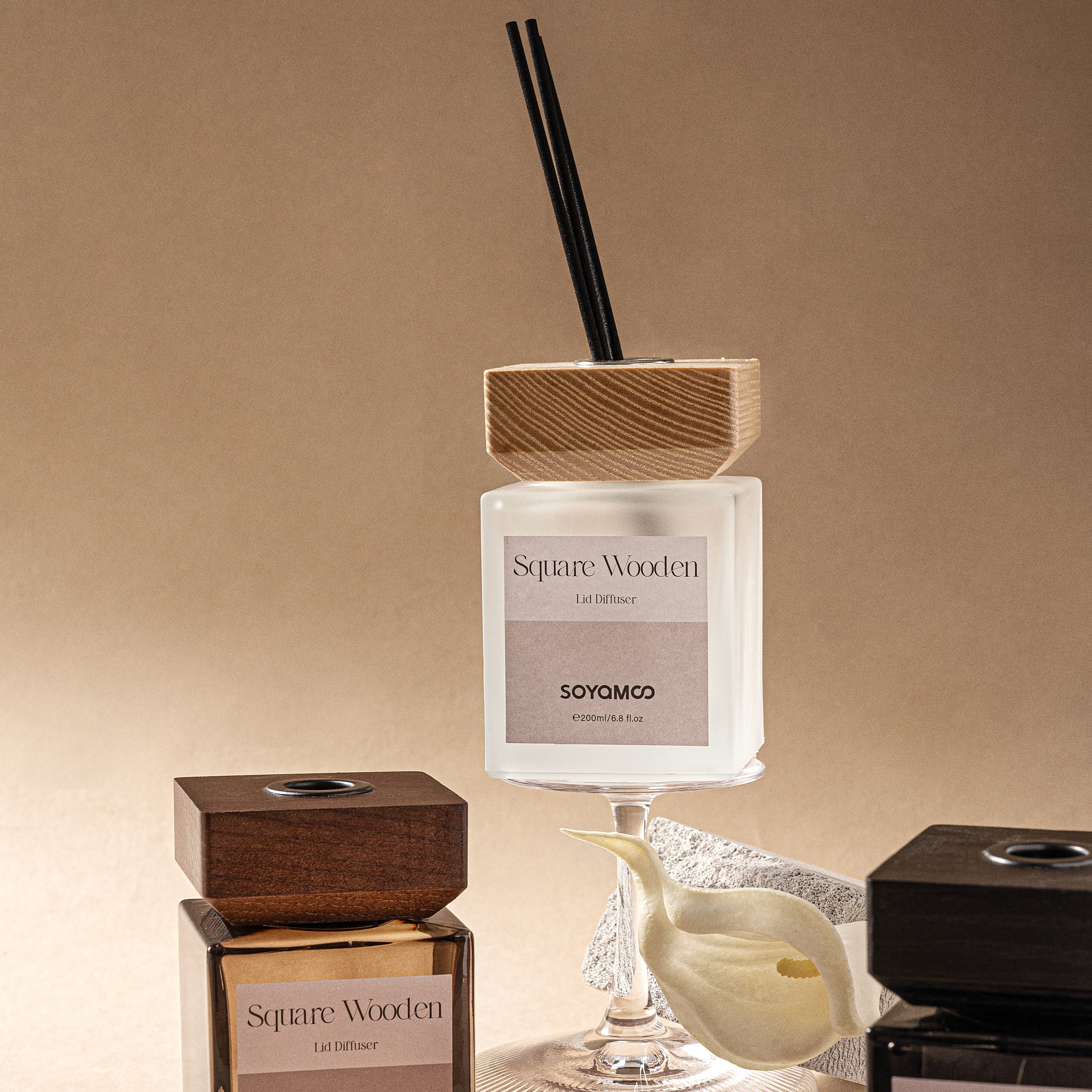 SOYAMOO wooden cap square bottle Flameless aroma Diffuser Item Picture