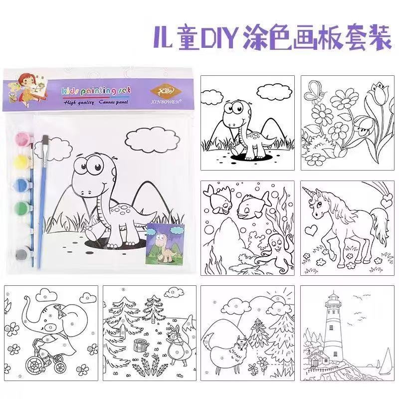 数字油画儿童diy幼儿园手工涂色画板画画笔丙烯颜料水彩笔油画笔