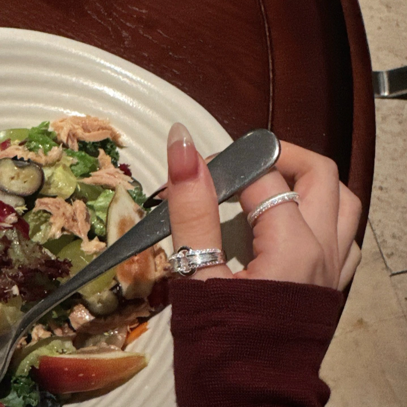 High-end, ins, simple and light luxury 925 silver heart-shaped ring, plain ring, fashionable bracelet, adjustable chain opening, Shibuya jewelry Specification image