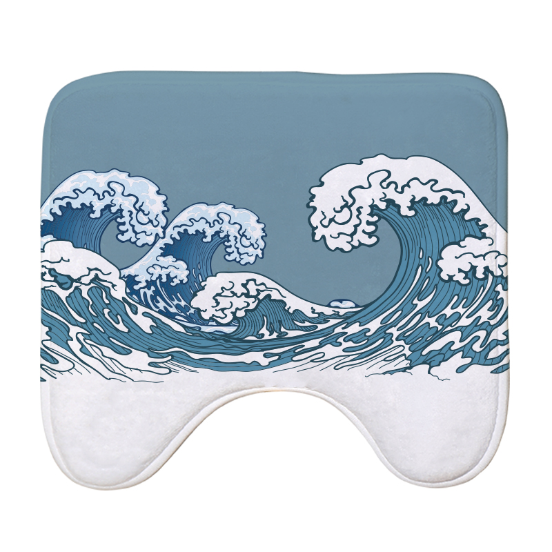 义乌好货 多肉植物U型马桶脚垫 印花弹力吸水法莱绒地垫厕所防滑垫浴室用品-1006/34231详情4