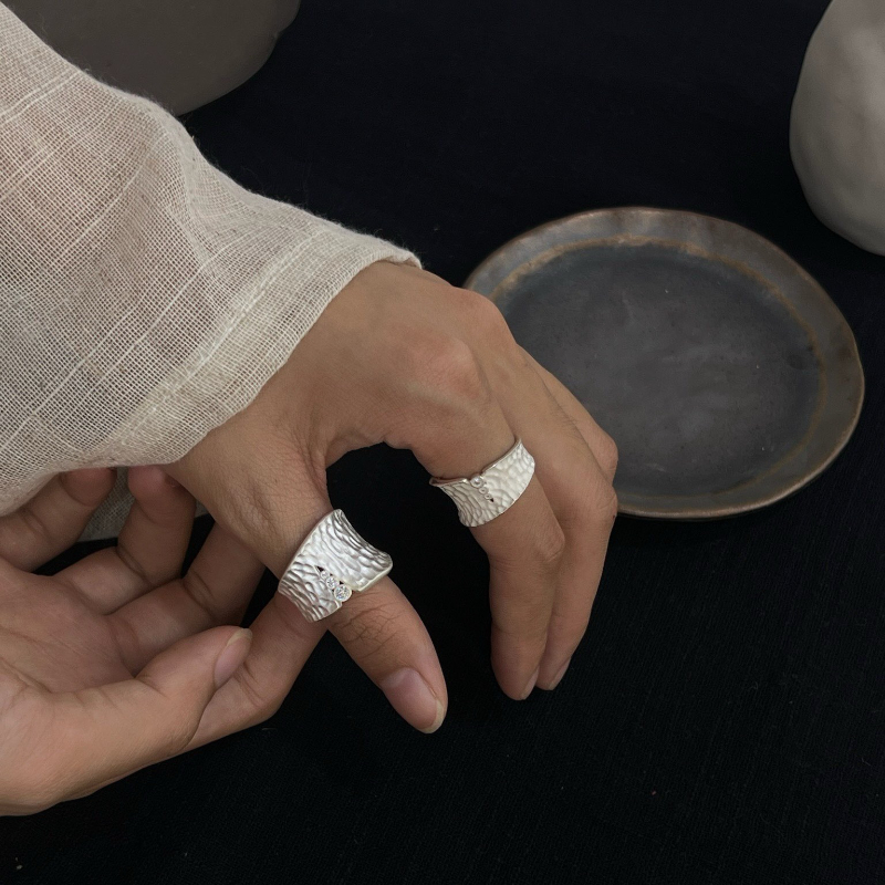 Omotesando Edition personalized Thai Silver aged S925 five-pointed Star ring, stylish and retro STAR letter ring bracelet Item Picture