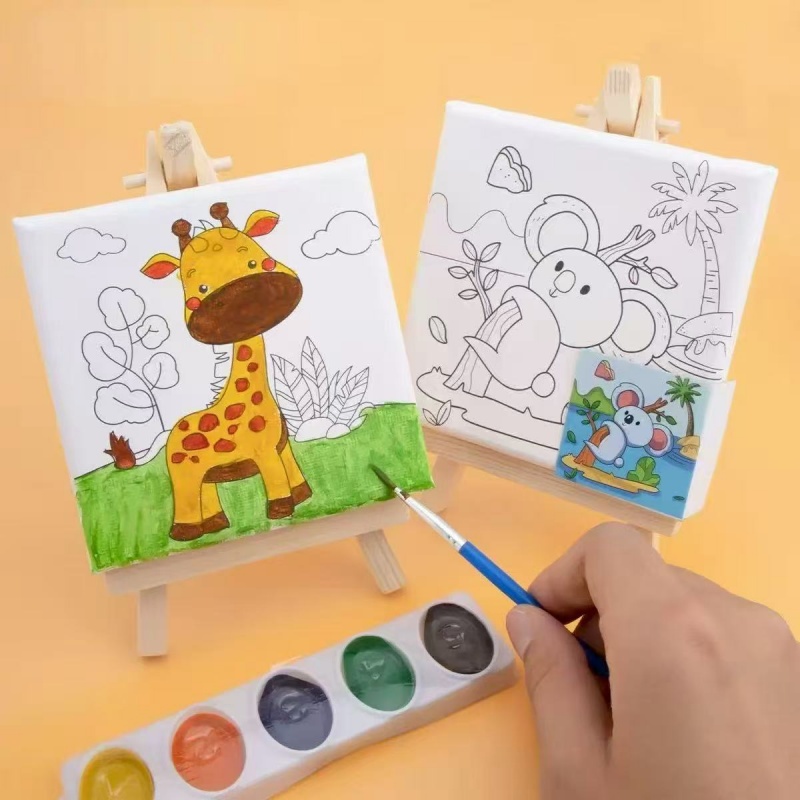 卡通DIY桌面小画板 儿童填色涂鸦绘画玩具幼儿园早教架子画画摆件