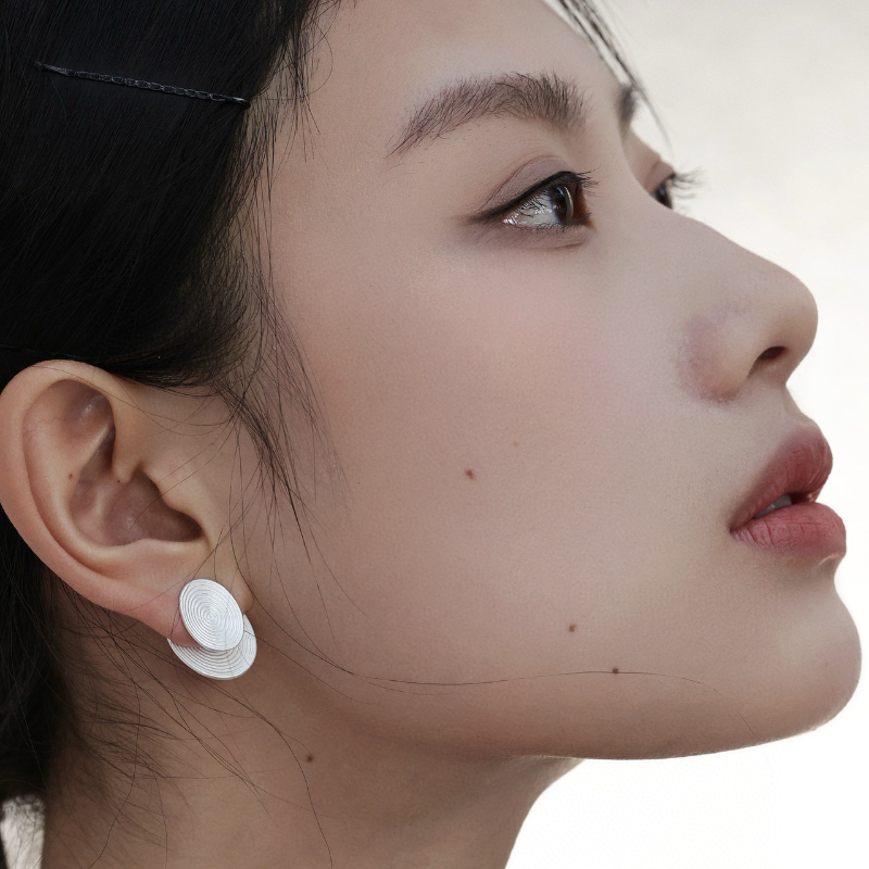 S925纯银几何方形耳环简约冷淡风不规则耳钉韩国气质简约网红耳饰涩谷