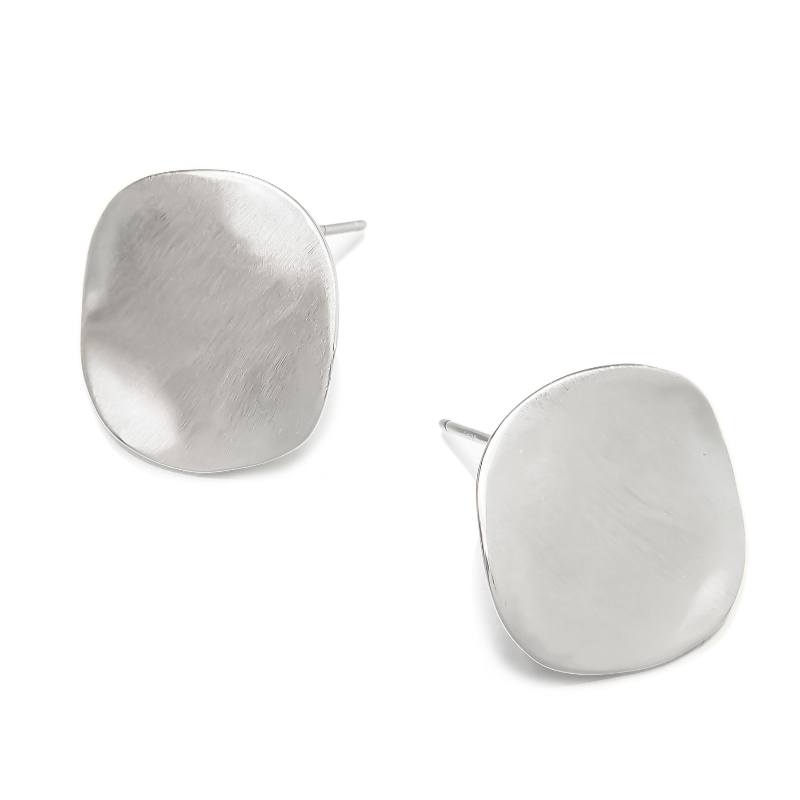 S925 sterling silver geometric square earrings, simple and cold style, irregular stud earrings, Korean style, simple and trendy earrings, Shibuya style Item Picture