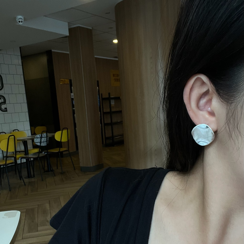 S925 sterling silver geometric square earrings, simple and cold style, irregular stud earrings, Korean style, simple and trendy earrings, Shibuya style