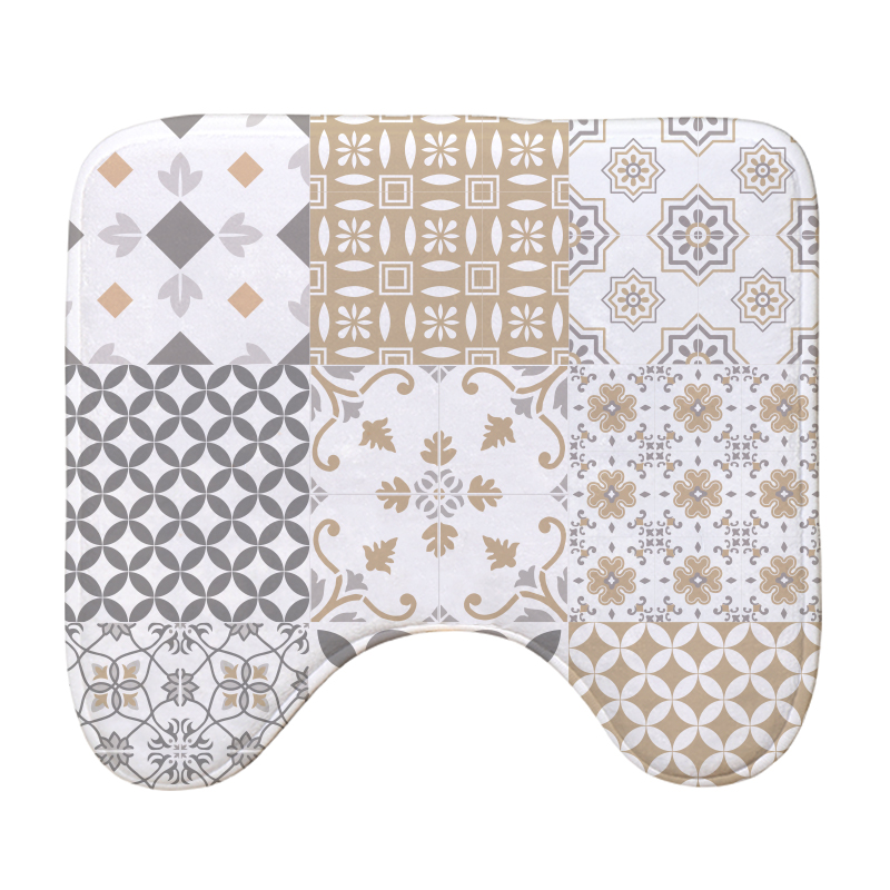 义乌好货 多肉植物U型马桶脚垫 印花弹力吸水法莱绒地垫厕所防滑垫浴室用品-1006/34231详情5