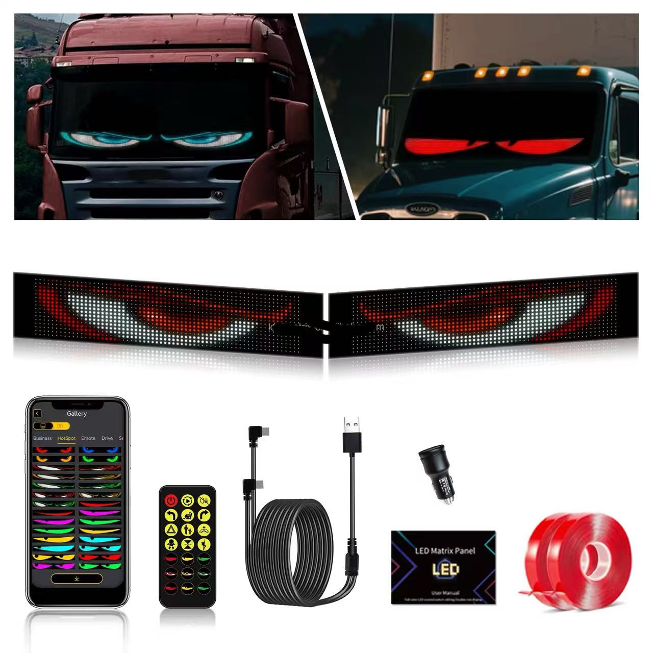 The Devil's Eye is a best-selling in-car display that can be programmed to be used for truck decoration with dynamic eyes and dazzling color screens Application Scenario