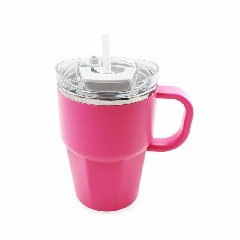 New outer plastic inner steel inner liner stainless steel 304 shell PP macaron multi-color series 600ML handle office cup, customizable logo pattern, festival gift, cross-border exclusive, can be equipped with multiple LIDS, high appearance level details Picture