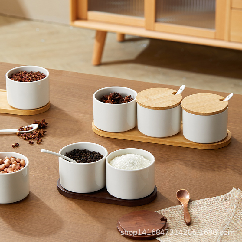 北欧陶瓷调味罐套装 欧式陶瓷碟定制logo复古创意