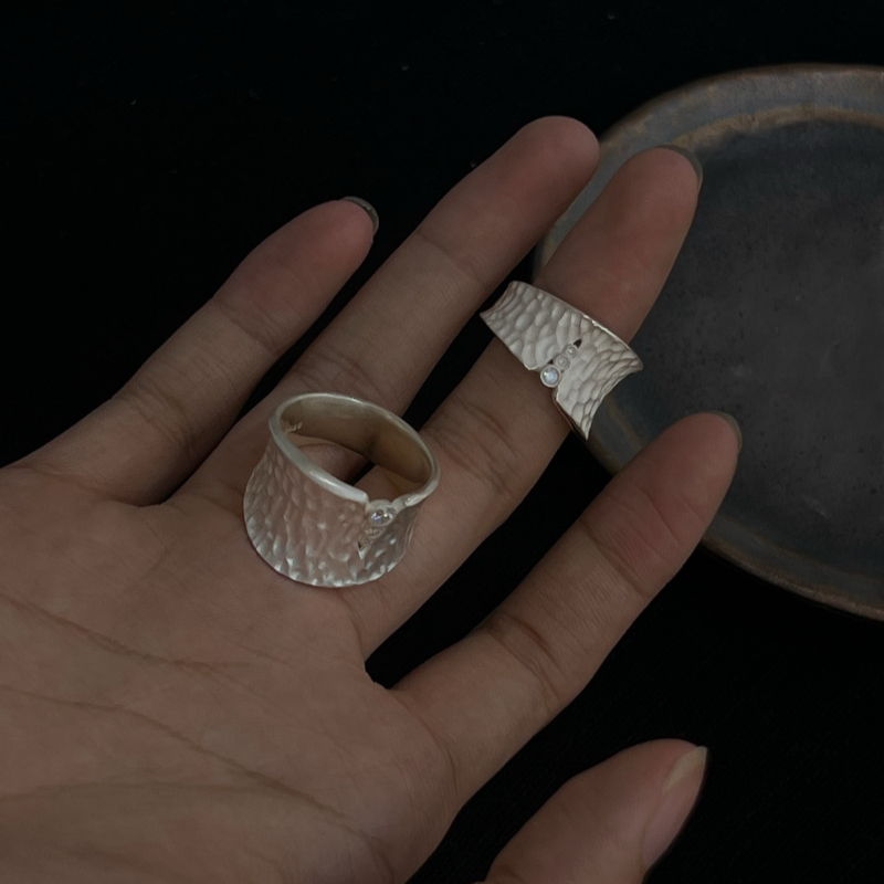 Omotesando Edition personalized Thai Silver aged S925 five-pointed Star ring, stylish and retro STAR letter ring bracelet