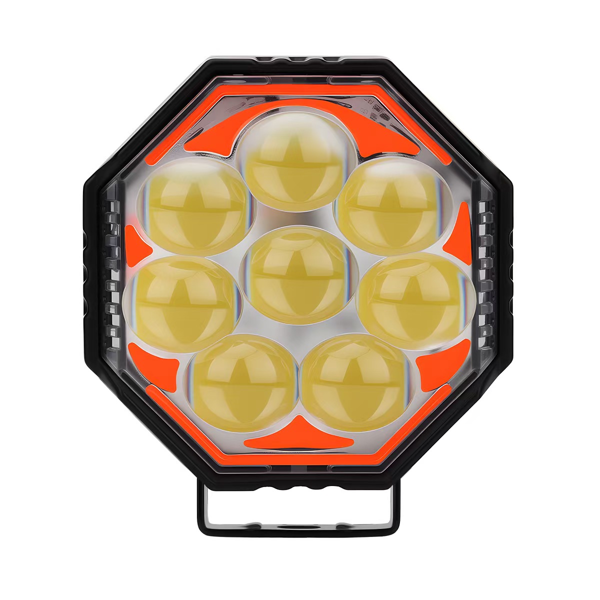 Motorcycle LED octagonal spotlights, 8 lenses, white, yellow, red, blue, flashing, near and far, road installation lights, electric vehicle spotlights pic 11