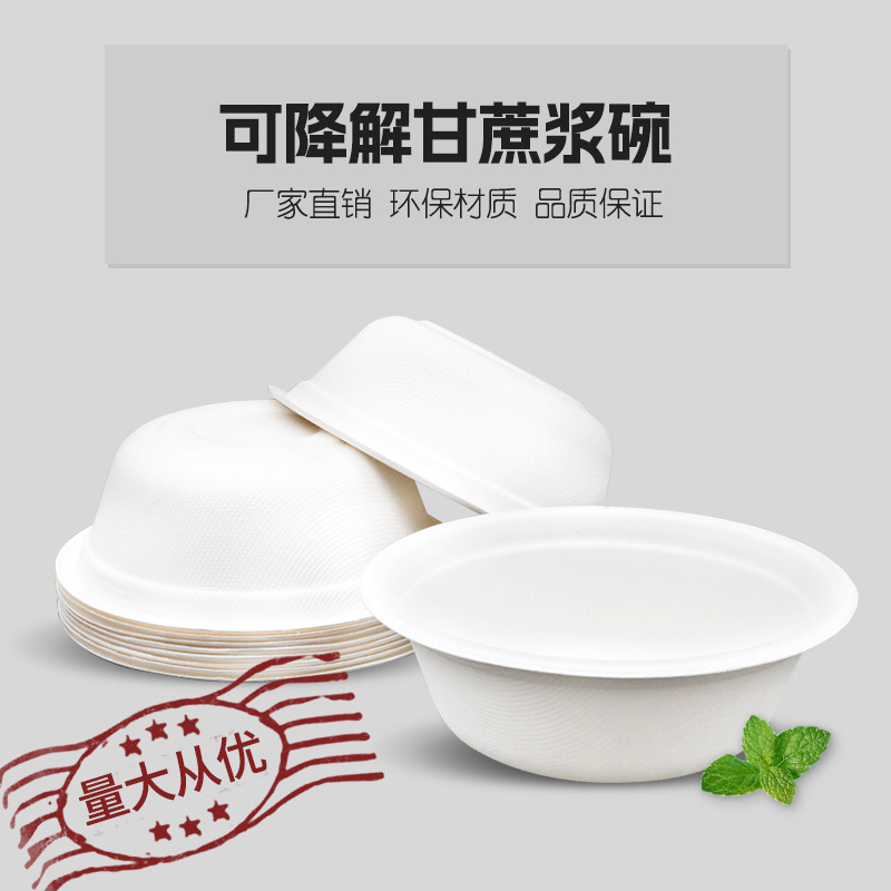 一次性环保可降解甘蔗浆麦秆快餐盒打包盒日用品