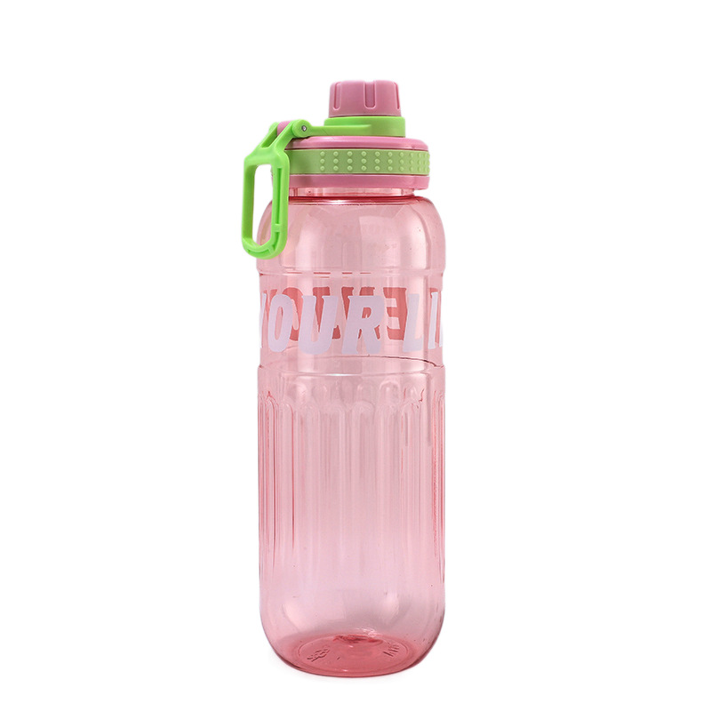 H164-HY-048 large-capacity plastic cup, portable water bottle with shoulder strap, portable sports cup, double-drinking straw cup detail image 4