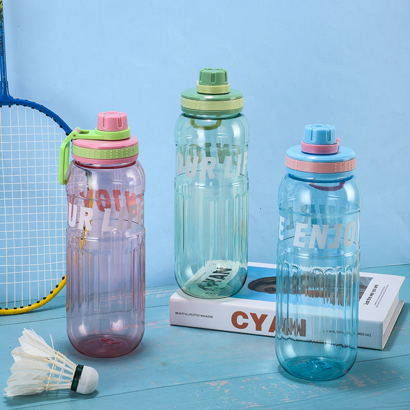 H164-HY-048 large-capacity plastic cup, portable water bottle with shoulder strap, portable sports cup, double-drinking straw cup detail image 8