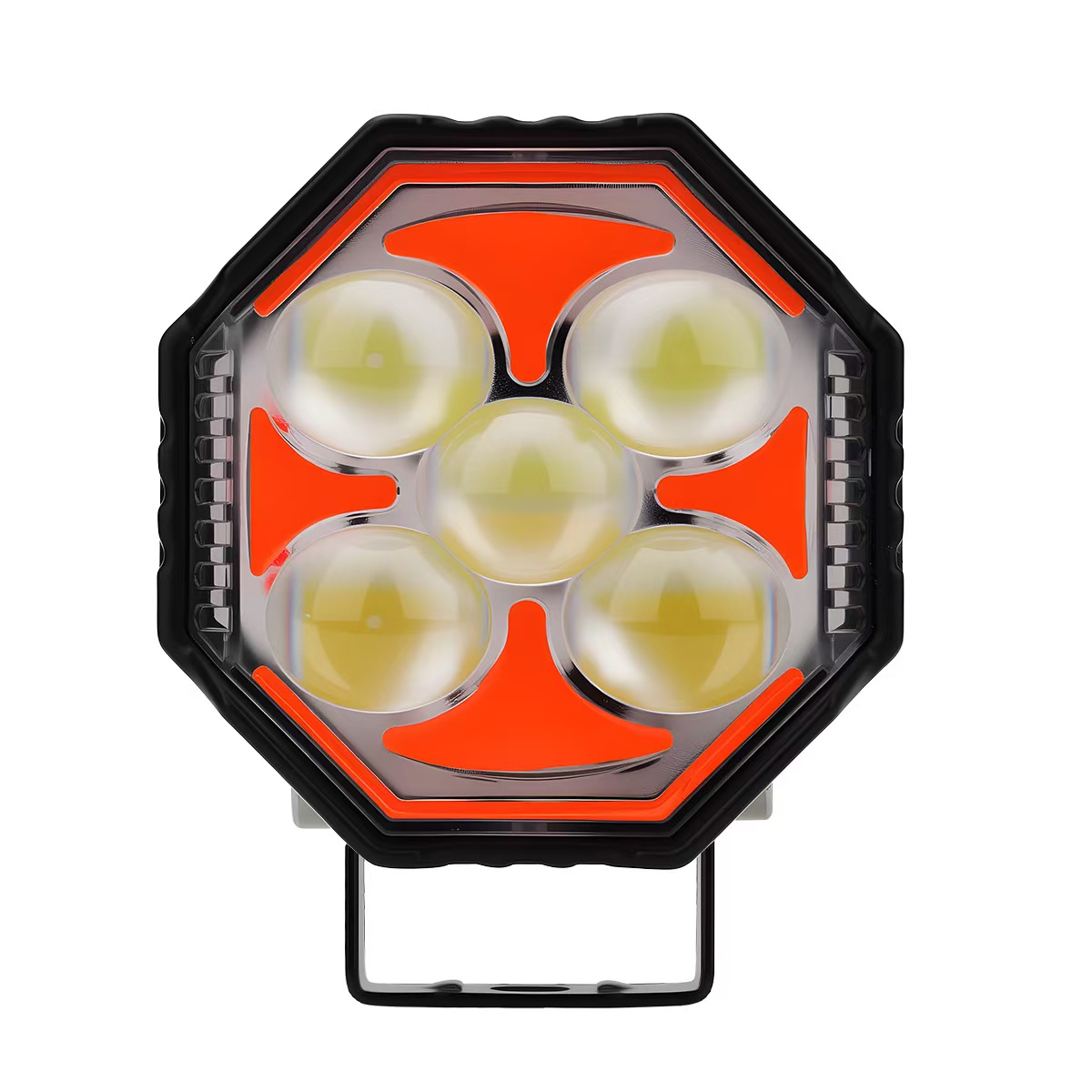 Motorcycle LED octagonal spotlights, 8 lenses, white, yellow, red, blue, flashing, near and far, road installation lights, electric vehicle spotlights pic 9