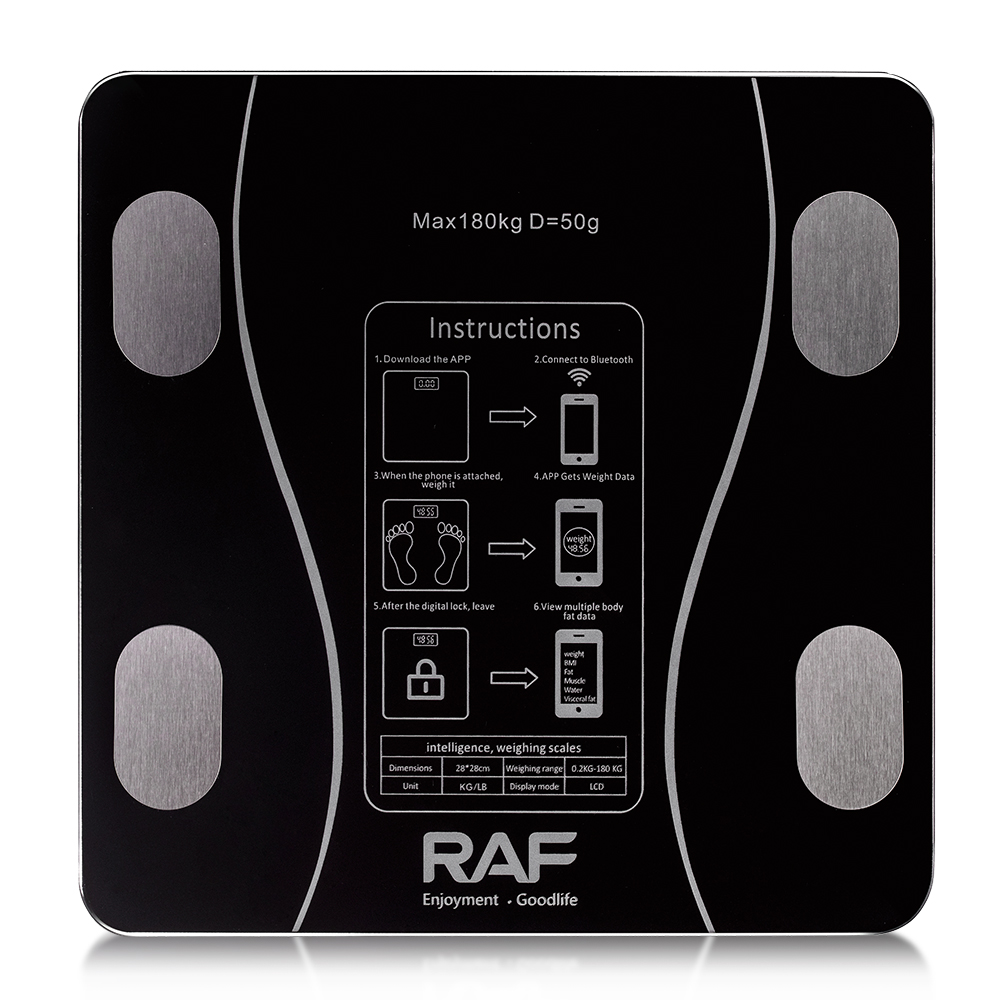 RAF Cross-border Bluetooth weighing scale, electronic scale, household precision, high-precision, durable weighing scale, glass weight details Picture
