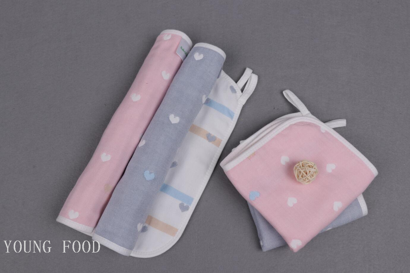 批发包邮韩国进口100%棉 心心点点纱布方巾B款 30*30厘米 40克详情2