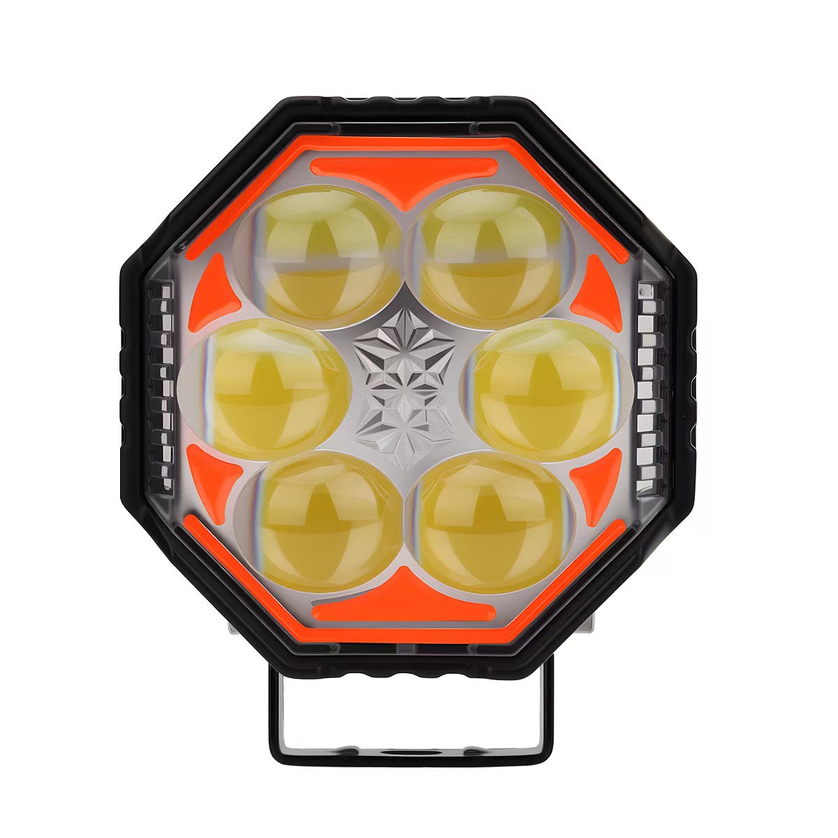 Motorcycle LED octagonal spotlights, 8 lenses, white, yellow, red, blue, flashing, near and far, road installation lights, electric vehicle spotlights pic 4