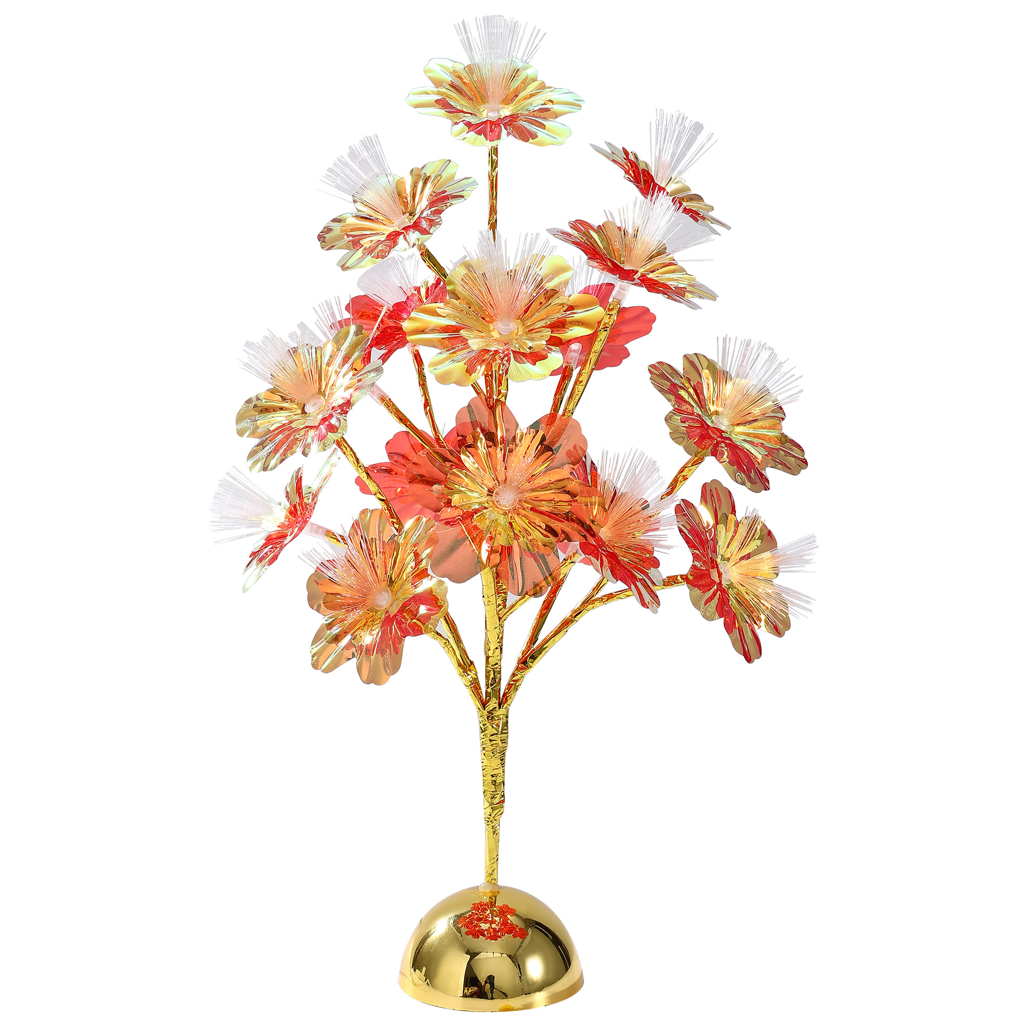 Golden branch golden sequined hexagonal fiber optic light, LED tree light, gold-plated semi-circle 18-head, Halloween bestseller LED, Christmas light, home decoration light, gift detail image 6