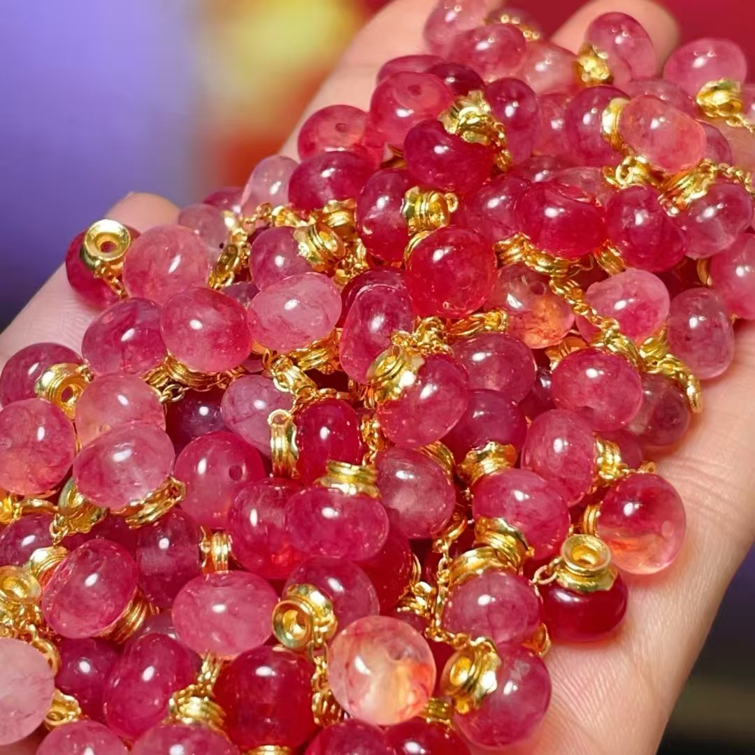 Imitation tourmaline gold coin accessories, diy jewelry accessories, crystal accessories, traditional sand gold accessories, copper-plated real gold, high color retention Specification image