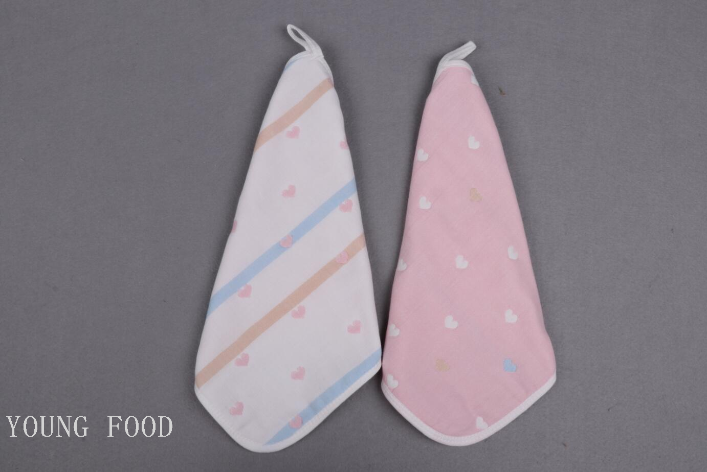 批发包邮韩国进口100%棉 心心点点纱布方巾B款 30*30厘米 40克详情5