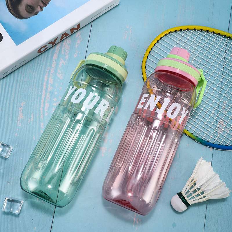 H164-HY-048 large-capacity plastic cup, portable water bottle with shoulder strap, portable sports cup, double-drinking straw cup detail image 6