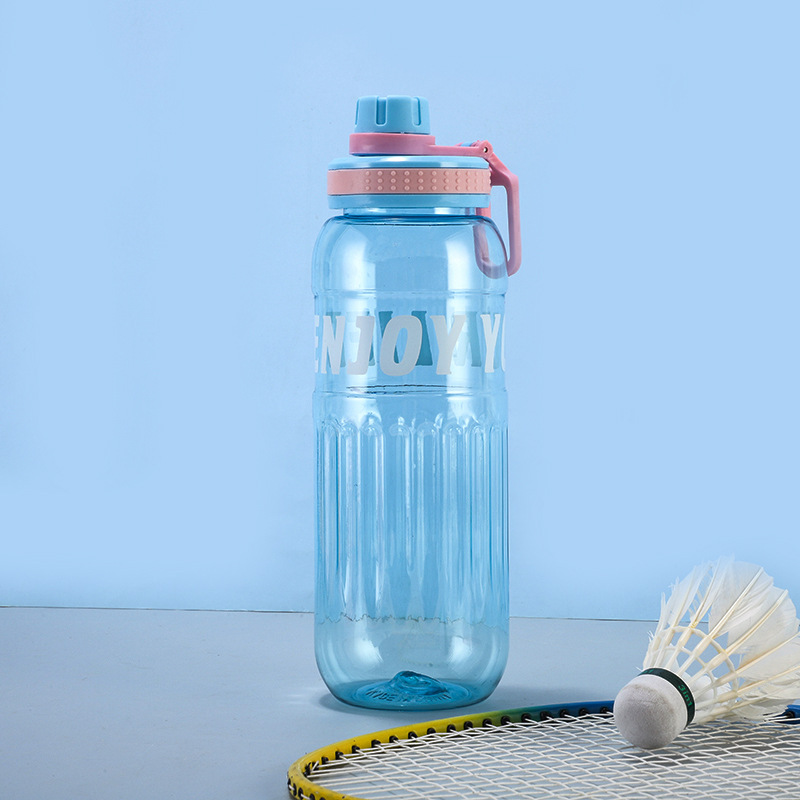 H164-HY-048 large-capacity plastic cup, portable water bottle with shoulder strap, portable sports cup, double-drinking straw cup detail image 2