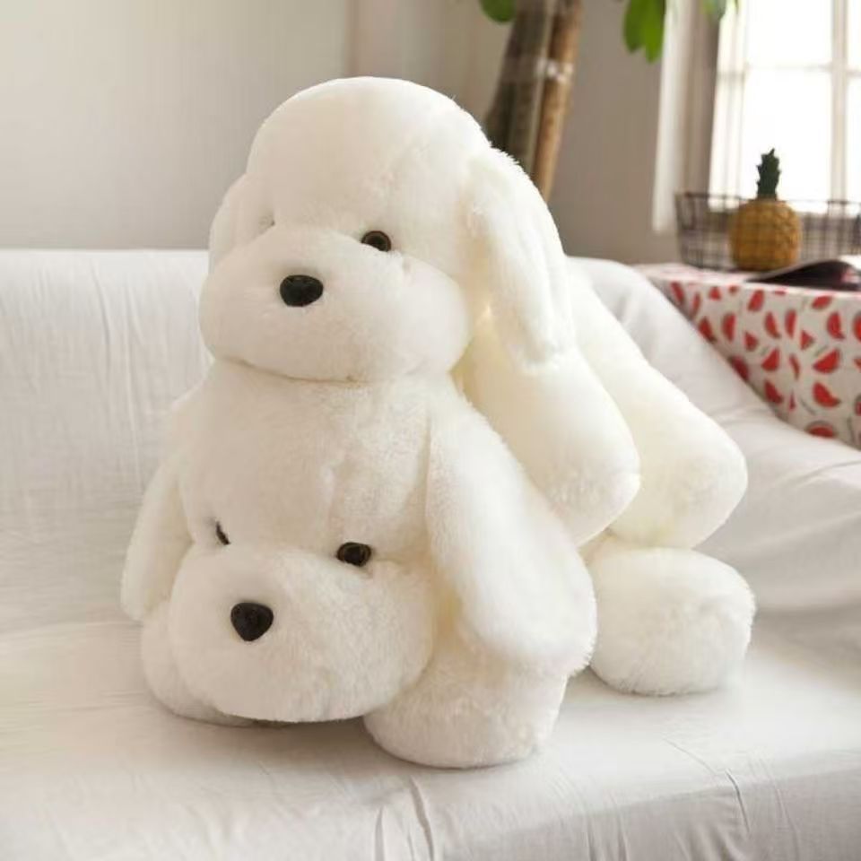 Glowing puppy plush toy, Papa Dog doll, cute dog doll pillow, little white dog doll, birthday present