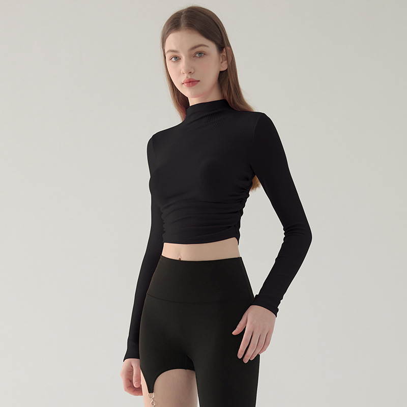 跨境高领显瘦瑜伽服女弹力健身服跑步运动上衣秋冬款外穿打底长袖 瑜伽服运动服饰瑜伽详情图8