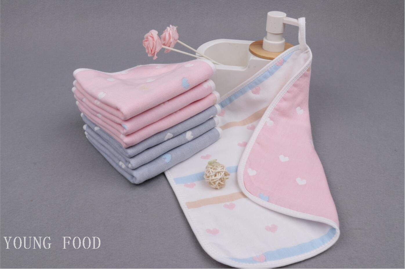 批发包邮韩国进口100%棉 心心点点纱布方巾B款 30*30厘米 40克详情4