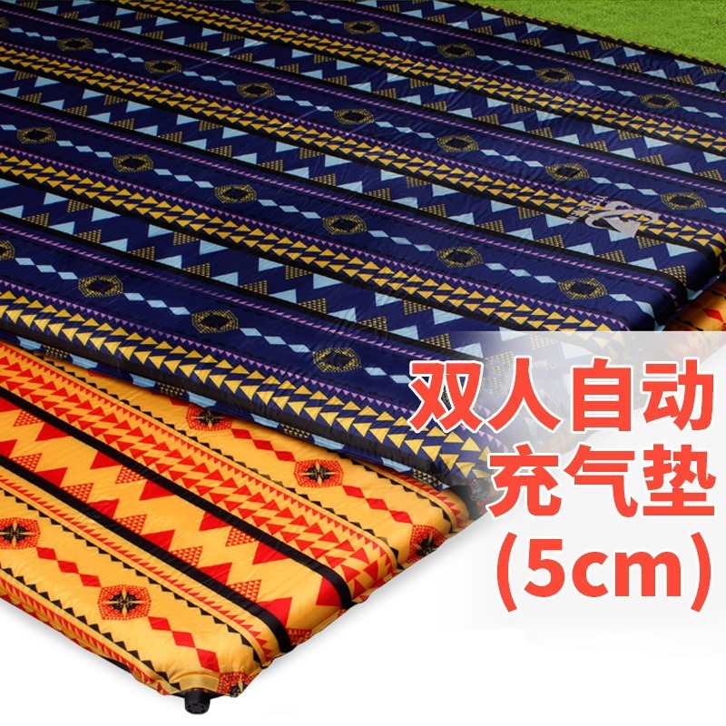 双人自动充气垫民族风几何图案双气孔户外野营帐篷防潮垫睡垫