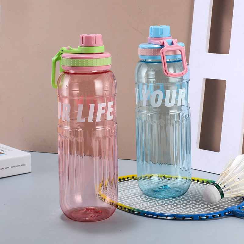 H164-HY-048 large-capacity plastic cup, portable water bottle with shoulder strap, portable sports cup, double-drinking straw cup detail image 5