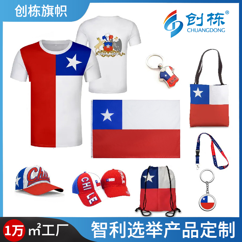 Cross-border Chilean campaign T-shirts, polyester presidential campaign flag T-shirts, election promotion gifts, factory customization