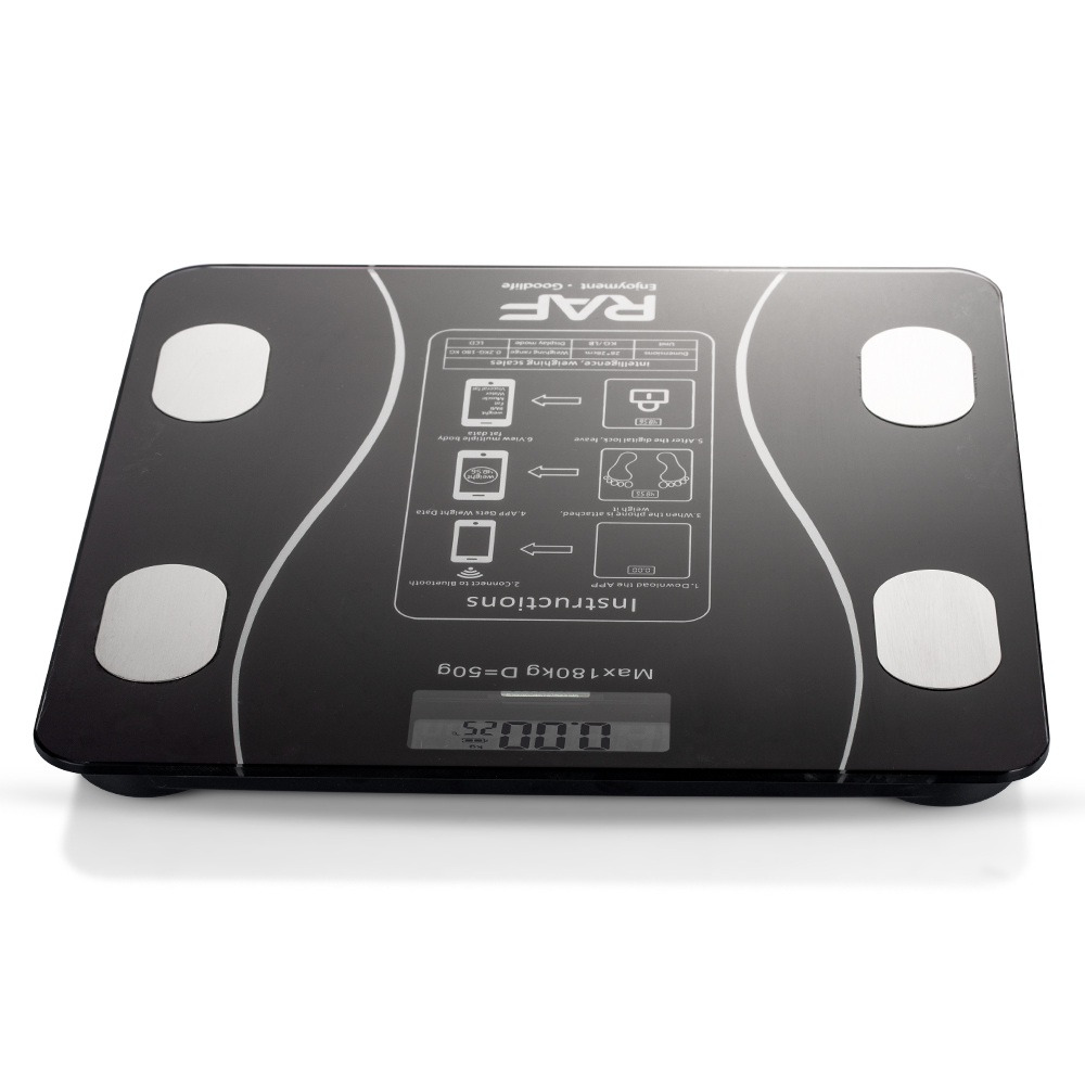RAF Cross-border Bluetooth weighing scale, electronic scale, household precision, high-precision, durable weighing scale, glass weight Specification image