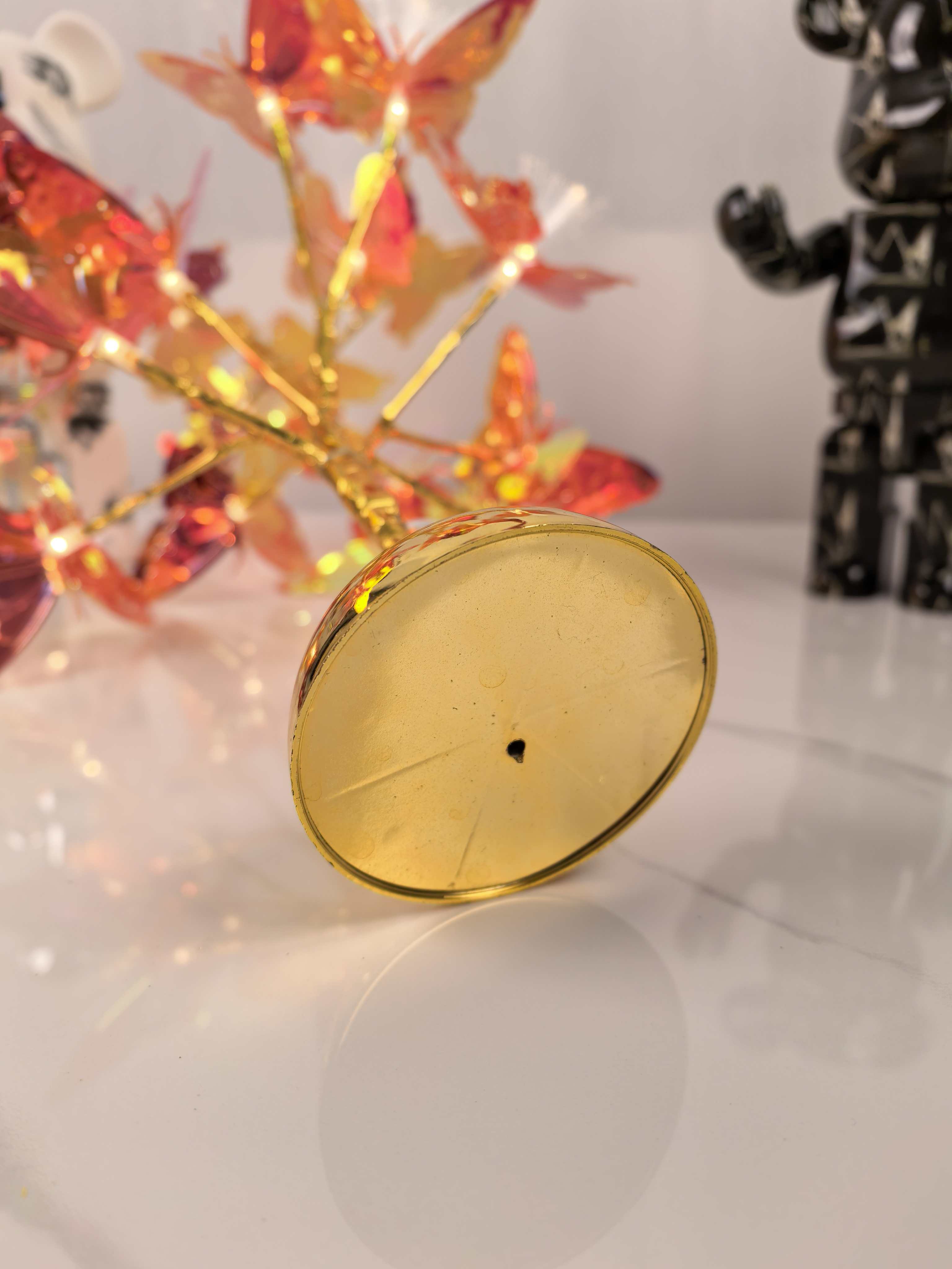 镀金半圆18头金枝金色亮片蝴蝶光纤LED树灯，适用于家居装饰，摆件，节日派对用品，送礼礼物，万圣节爆款LED，圣诞灯详情图4