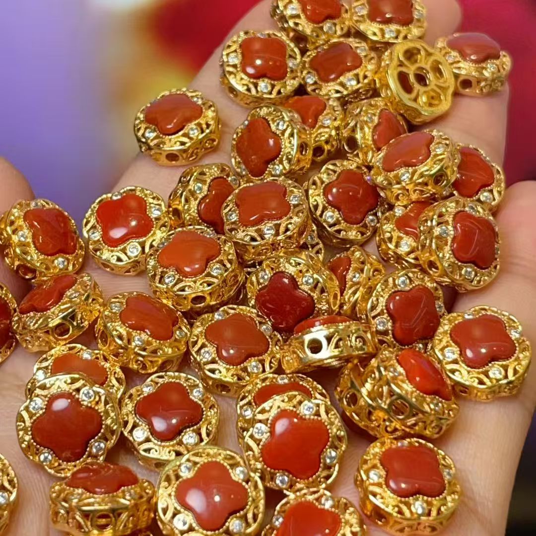 Nanhong square zircon straight-hole diy jewelry accessories, crystal accessories, traditional sand gold accessories, copper-plated real gold, high color retention Specification image