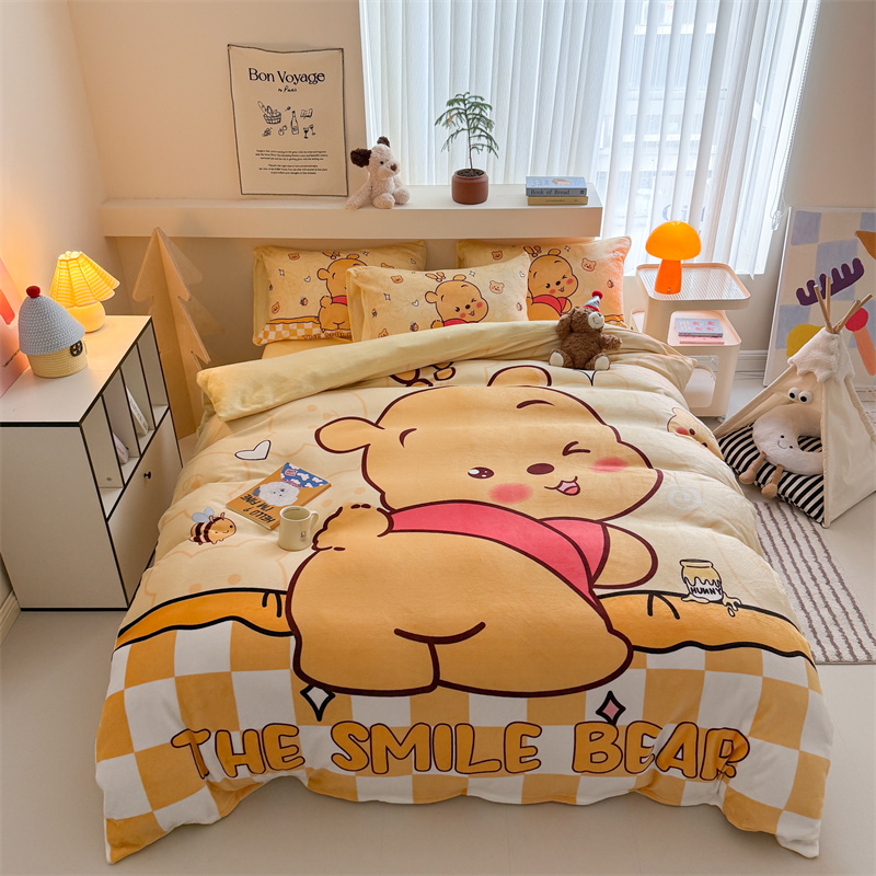 Wholesale from the source factory of the 2025 new type a large version cartoon thickened milk fleece printed four-piece set for mothers and babies pic 10