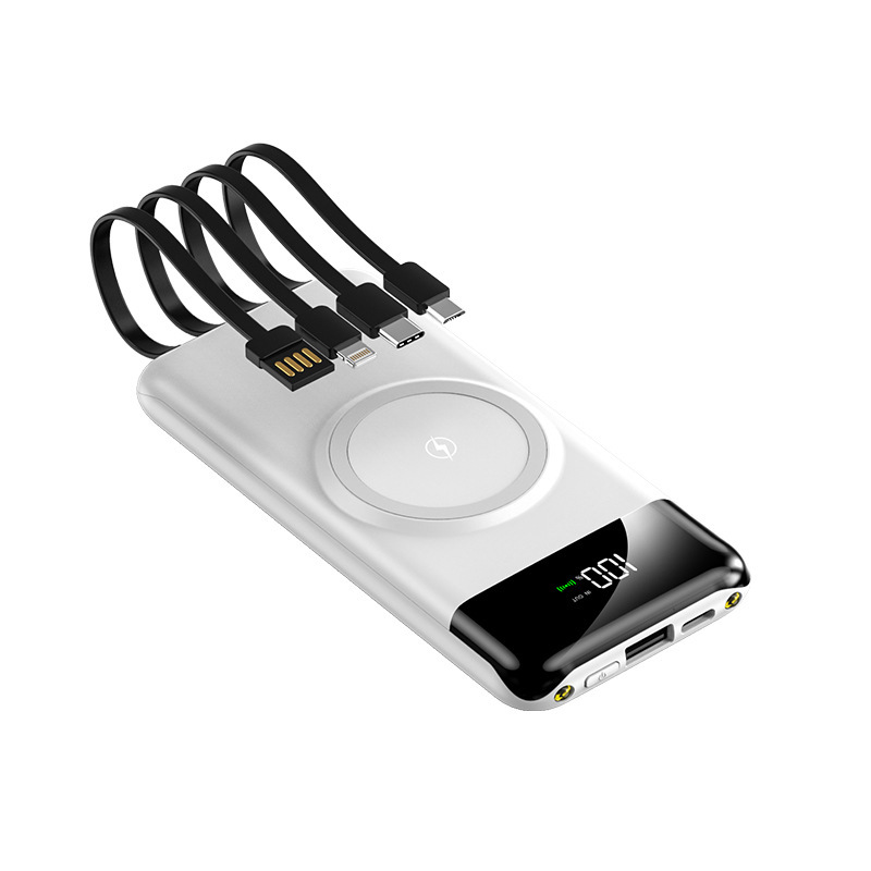 The 20,000 mah power bank with magnetic wireless charging comes with a four-wire portable power bank for fast charging pic 3