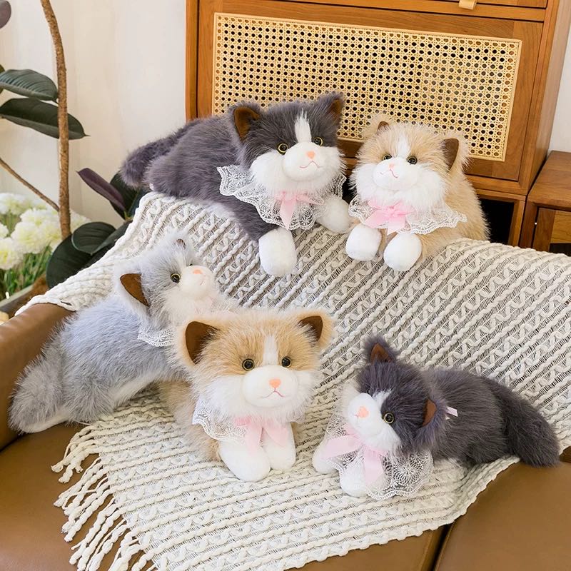 A cute plush toy doll with a simulation of a lying cat is a birthday gift for my girlfriend to comfort her cat details Picture