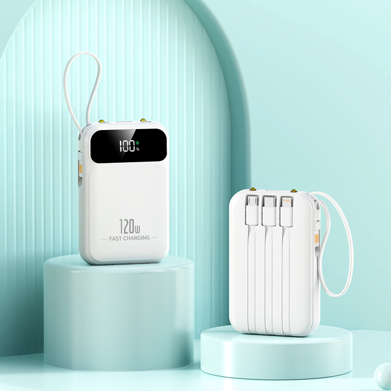 Cross-border 120W super fast charging 66W power bank, 20000 mah large capacity, built-in cable, compact and portable Specification image
