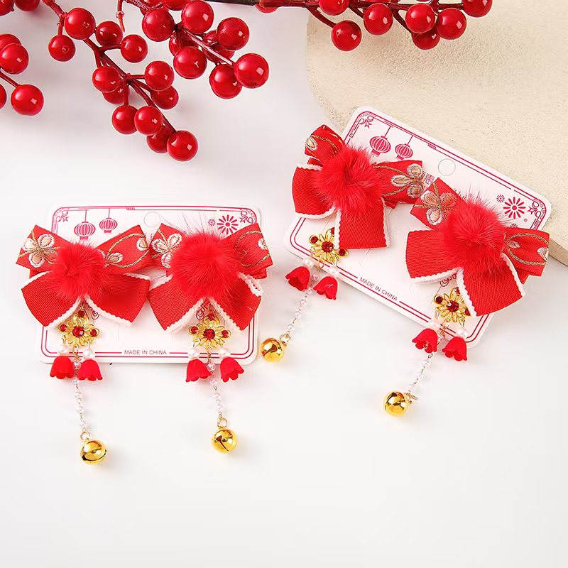 时尚百搭个性流行小资精致002大红系列汉服对夹发夹