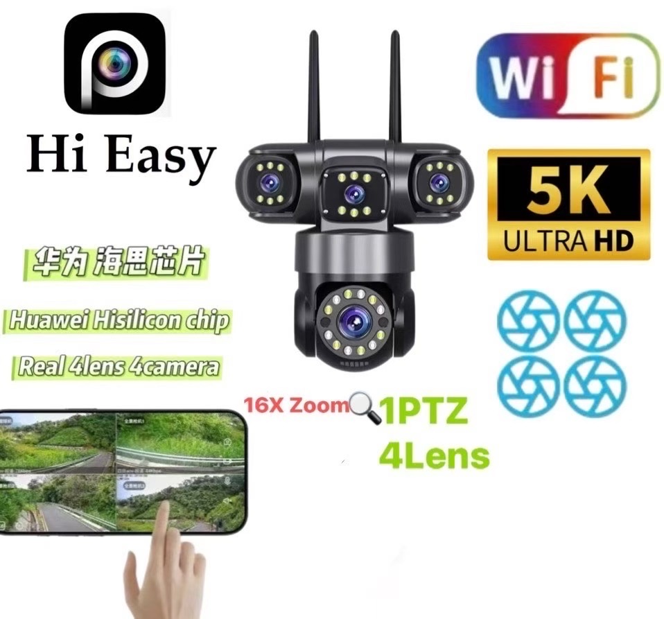 V380Pro Home surveillance camera with three lenses and three screens, 6-megapixel WiFi home surveillance camera