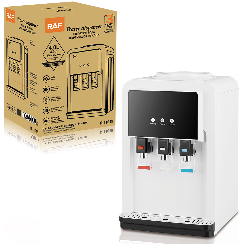 RAF European standard cross-border new water dispenser, household desktop, fast boiling, low noise, cold and hot dual-purpose, three water outlet holes Application Scenario